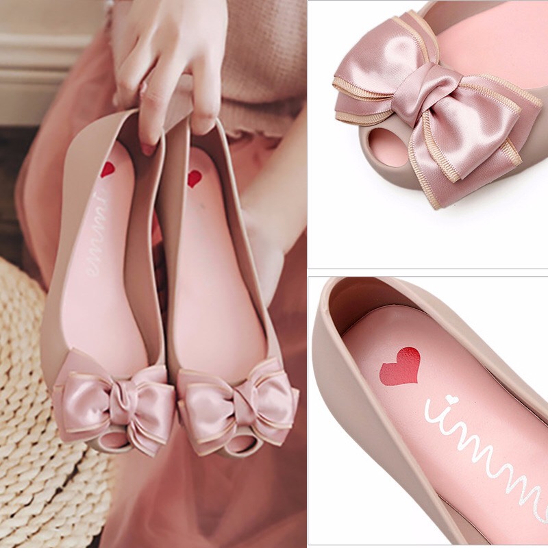 giày búp bê nơ hồng ,giày lười  thơm ,giày chất dẻo mềm