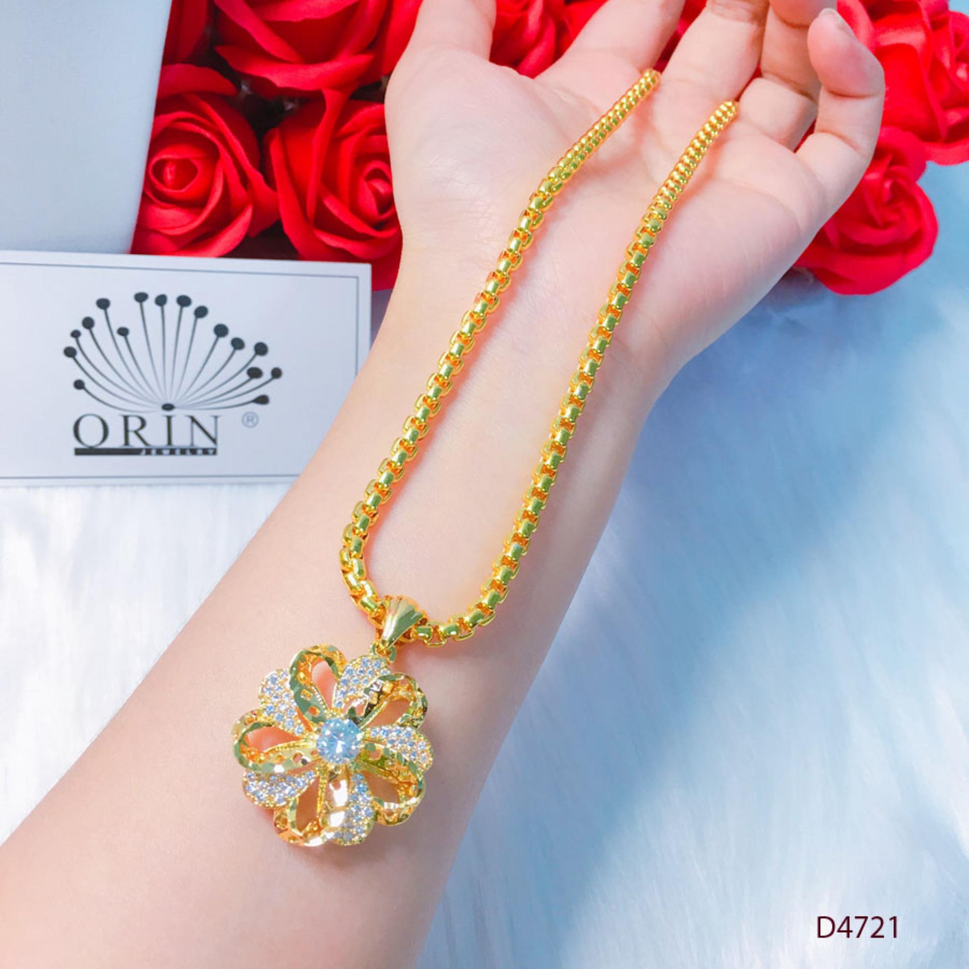 Dây chuyền nữ dây xích mặt hoa đính đá thiết kế cao cấp Orin D4721 - Long Tien