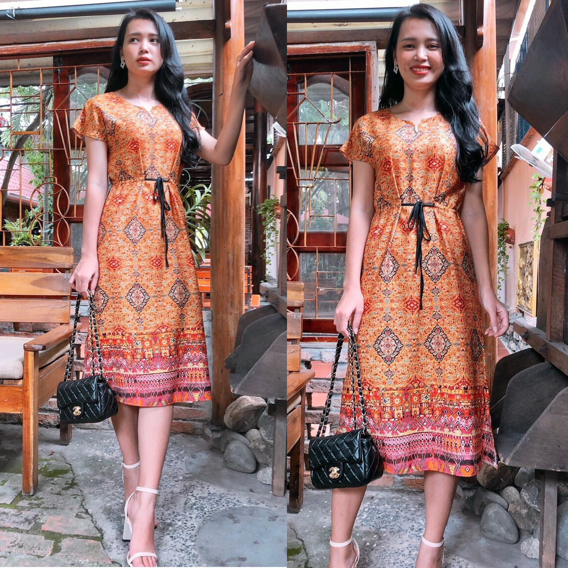 [HCM]Đầm suông họa tiết thổ cẩm siêu sang S&M hot nhất có bigsize giá rẻ GR0073