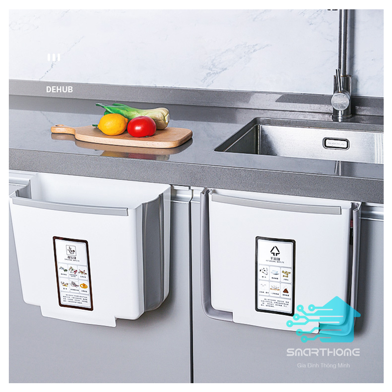 Thùng đựng rác nhà bếp dehub, thùng đựng rác gia đình, thùng đựng rác gấp gọn, thùng đựng rác lưu động, thùng đựng rác gắn cánh tủ, giữ vệ sinh gia đình, tiết kiệm không gian