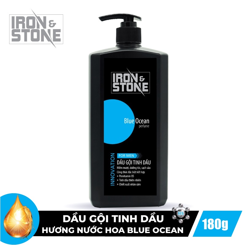 Dầu gội tinh dầu IRON & STONE innovation hương Blue Ocean 180g Z0101 - Dành cho nam