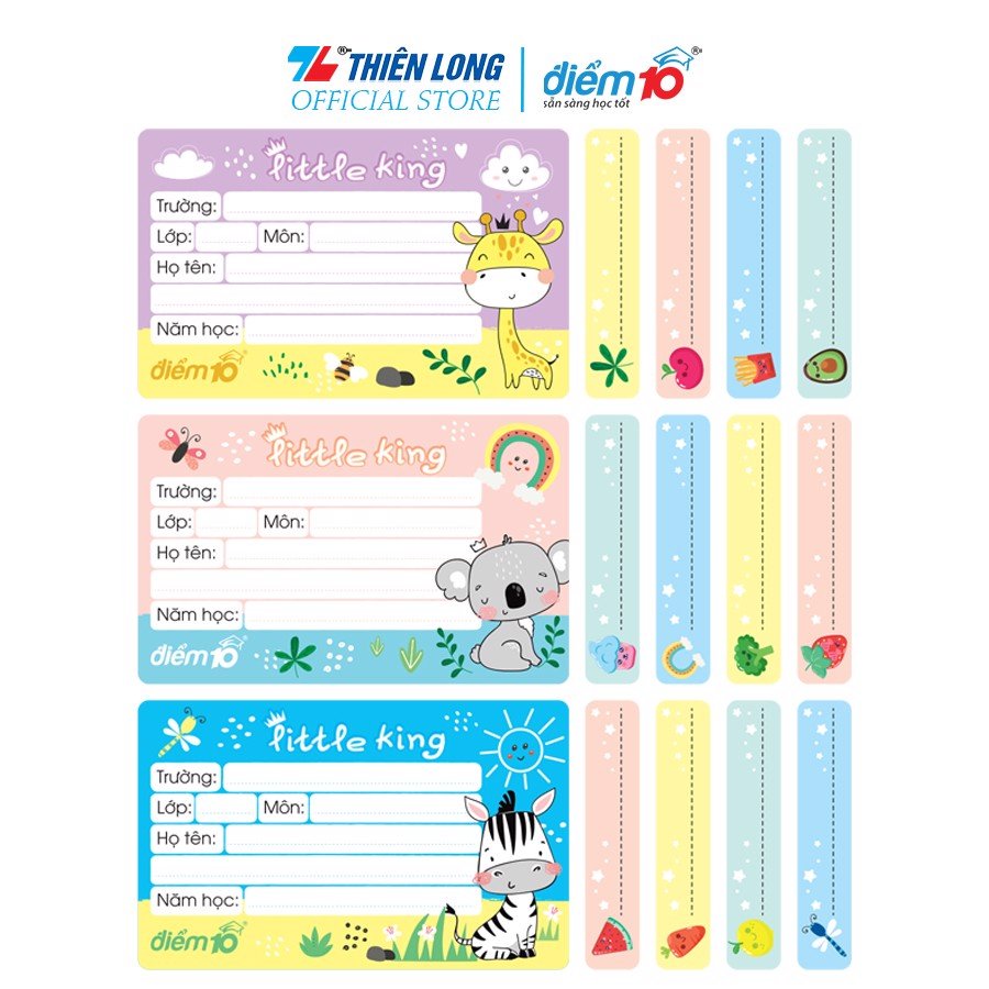 Combo 2 xấp nhãn vở thiên long điểm 10 tp-nbl005/006