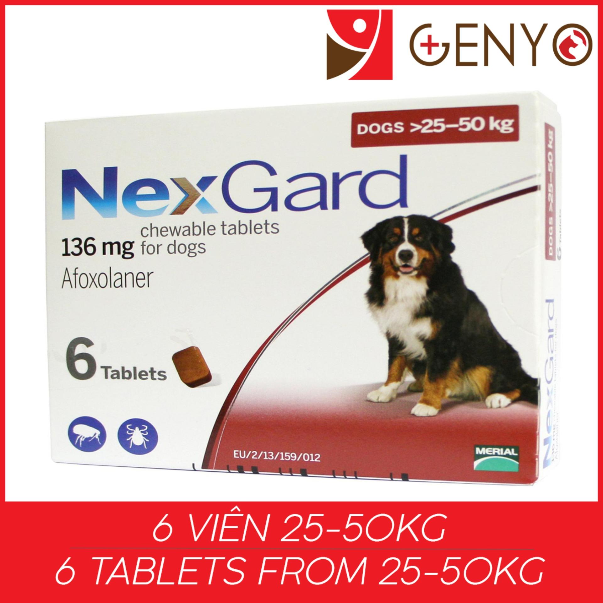 Viên trị ve ghẻ, bọ chét trên chó - Hộp 6 viên Nexgard cho chó 25-50kg
