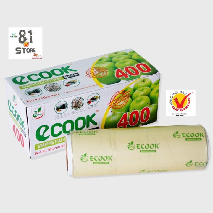 [SIZE LỚN (30cm x 400Y)] Màng bọc thực phẩm PE CHÍNH HÃNG ECOOK E400 (Hàng VN chất lượng cao)