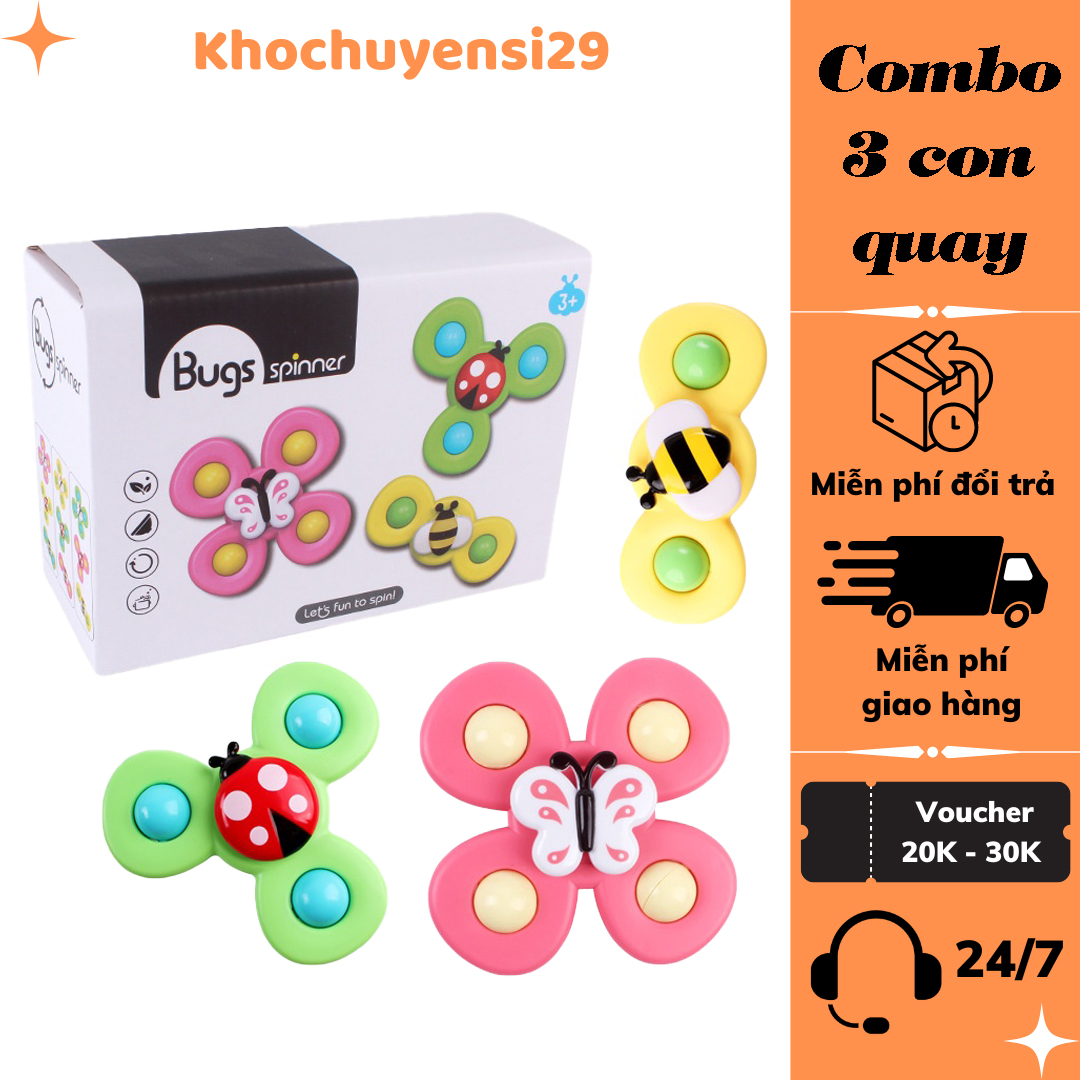 Đồ chơi combo 3 con quay chong chóng dính tường nhiều hình sắc màu sinh động cho bé