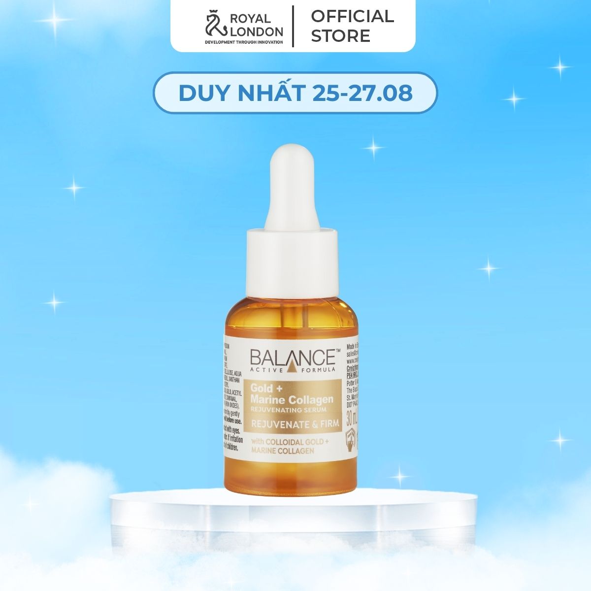 Serum Trẻ Hóa, Tái Tạo Da Balance Active Formula Gold + Marine Collagen Rejuvenating 30ml