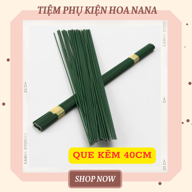 Set 10 que kẽm dài 40cm, kẽm cành làm hoa sáp - hoa móc len - hoa giấy - hoa handmade