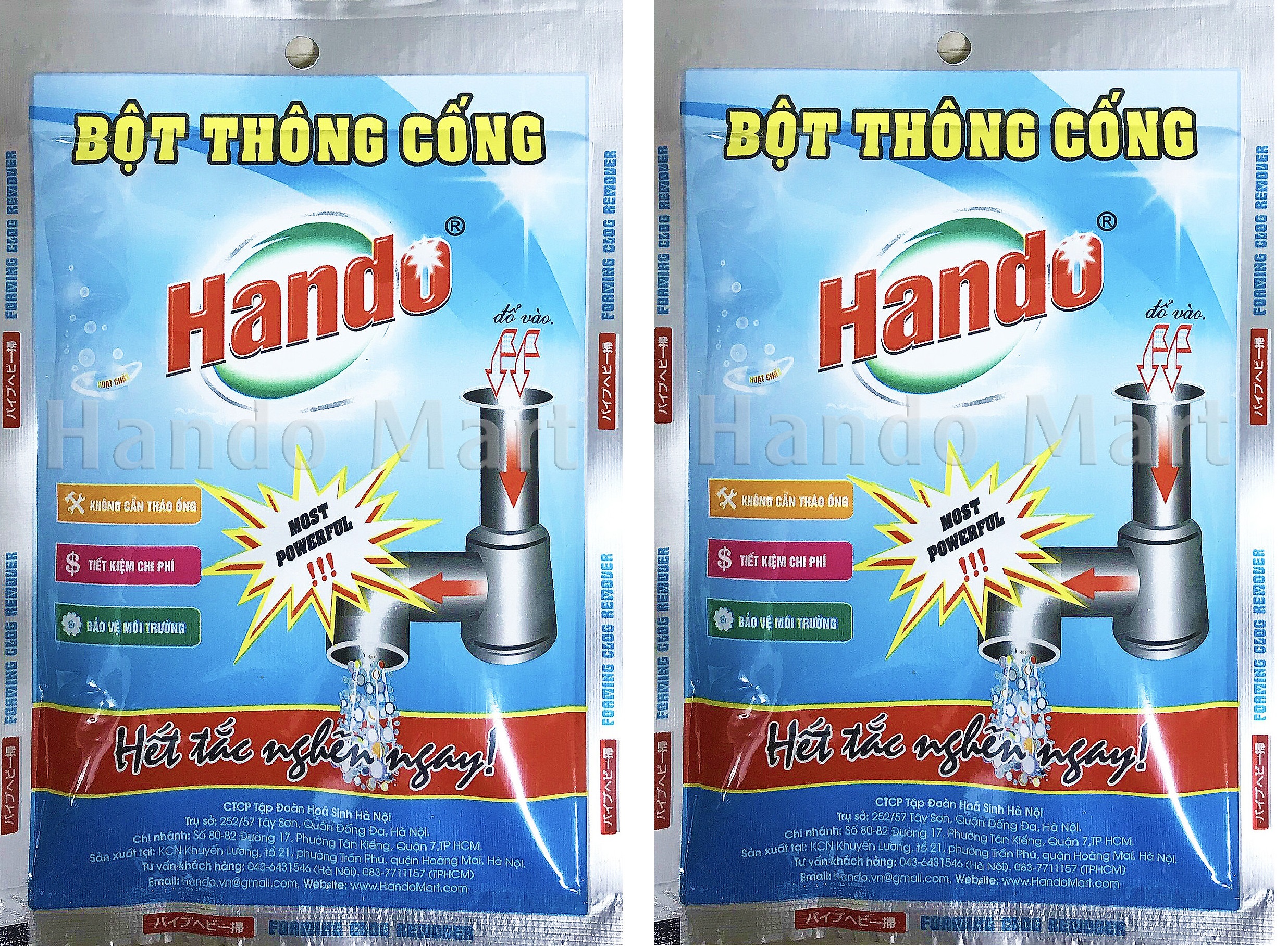 Bộ 2 gói bột thông cống nội địa Hando 100g PNS270