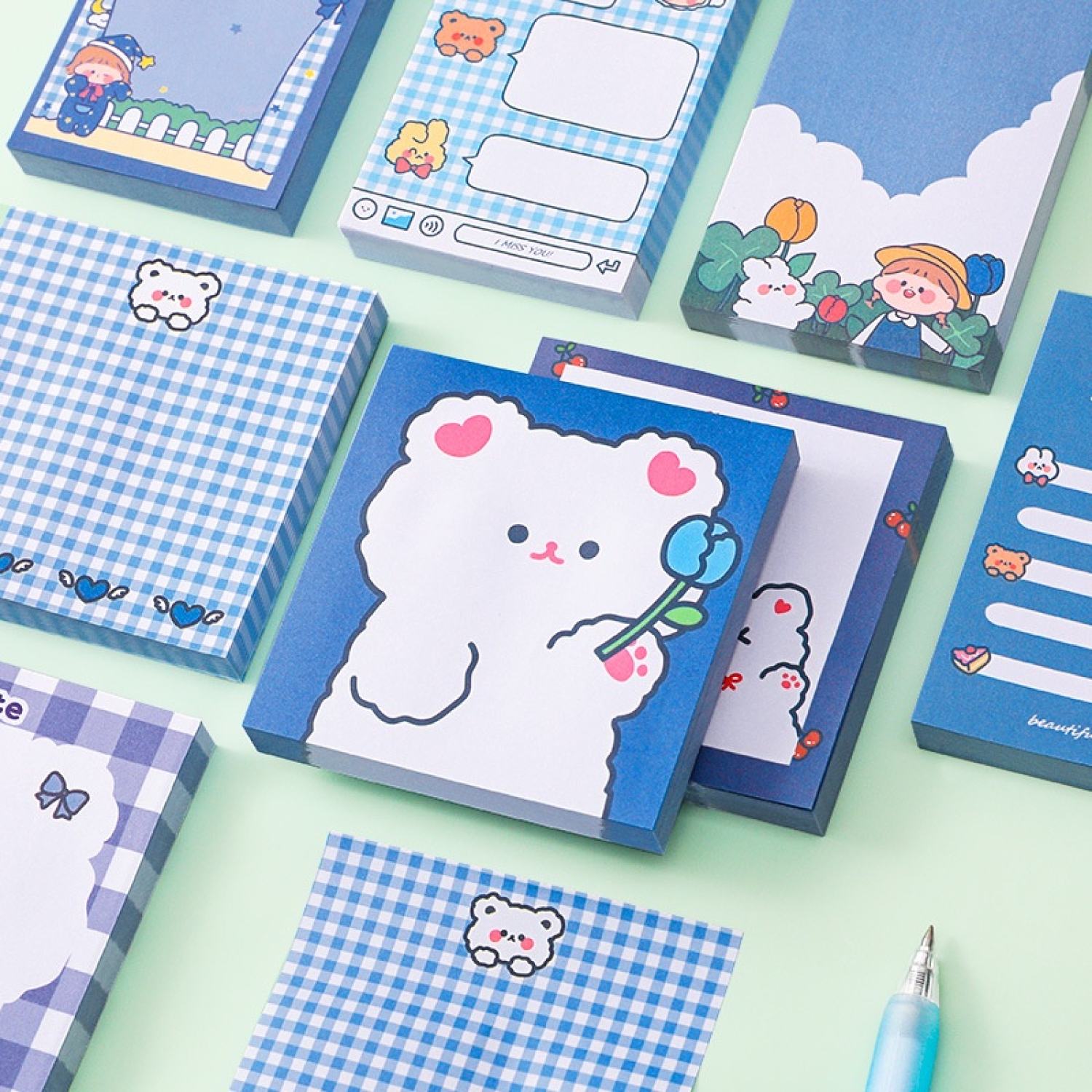 Giấy note - giấy note ghi chú tông xanh dương set 80 tờ