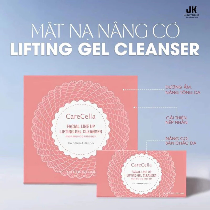 CARECELLA Mặt nạ Gel Nâng Cơ, dưỡng trắng da, cấp ẩm phục hồi - 1 Hộp 4 Gói