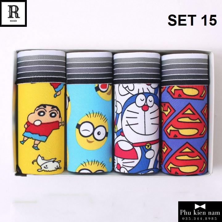 Quần Sịp Đùi - Combo 4 Quần Lót Boxer Họa Tiết Cao Cấp DOREMON S015