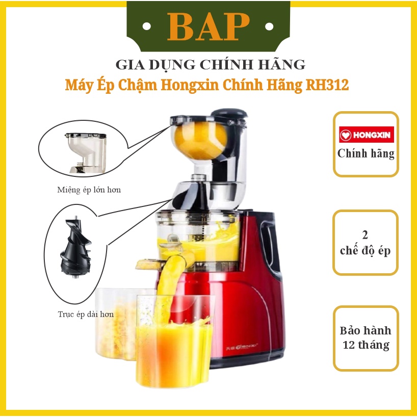 Máy ép chậm hoa quả, rau củ, trái cây hongxin rh312 chính hãng bảo hành 12 tháng