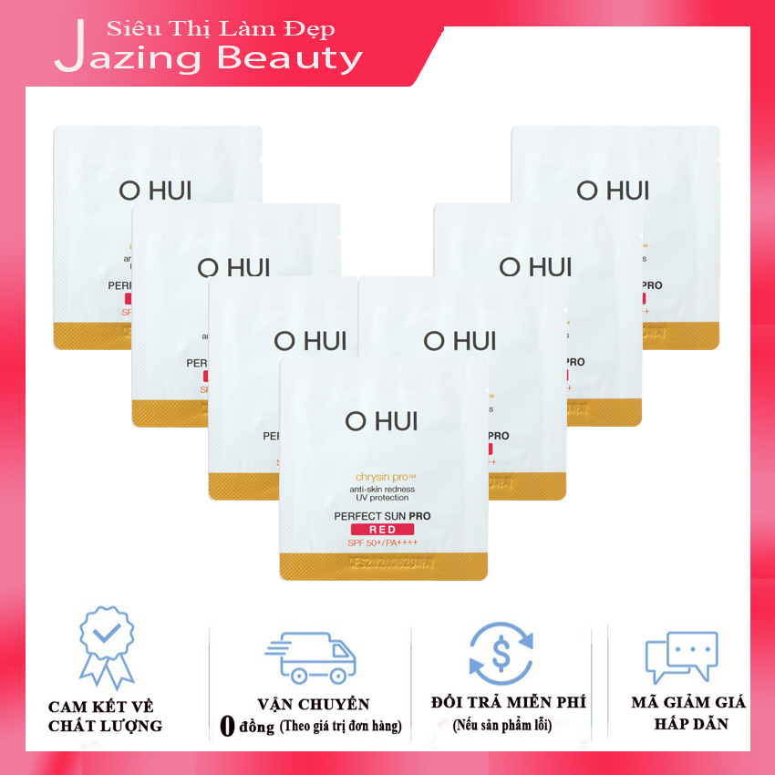 [Hỗ Trợ Ship + Hoàn Tiền 12%] Combo 7 Gói Kem Chống Nắng Cải Thiện Nếp Nhăn Ohui Sun Pro Red SPF 50+/PA+++1ml x 7