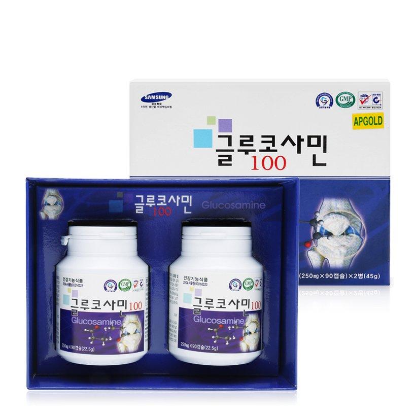 Viên bổ xương khớp Glucosamine Apgold 100 Hàn Quốc (Hộp 2 lọ x 90 viên)
