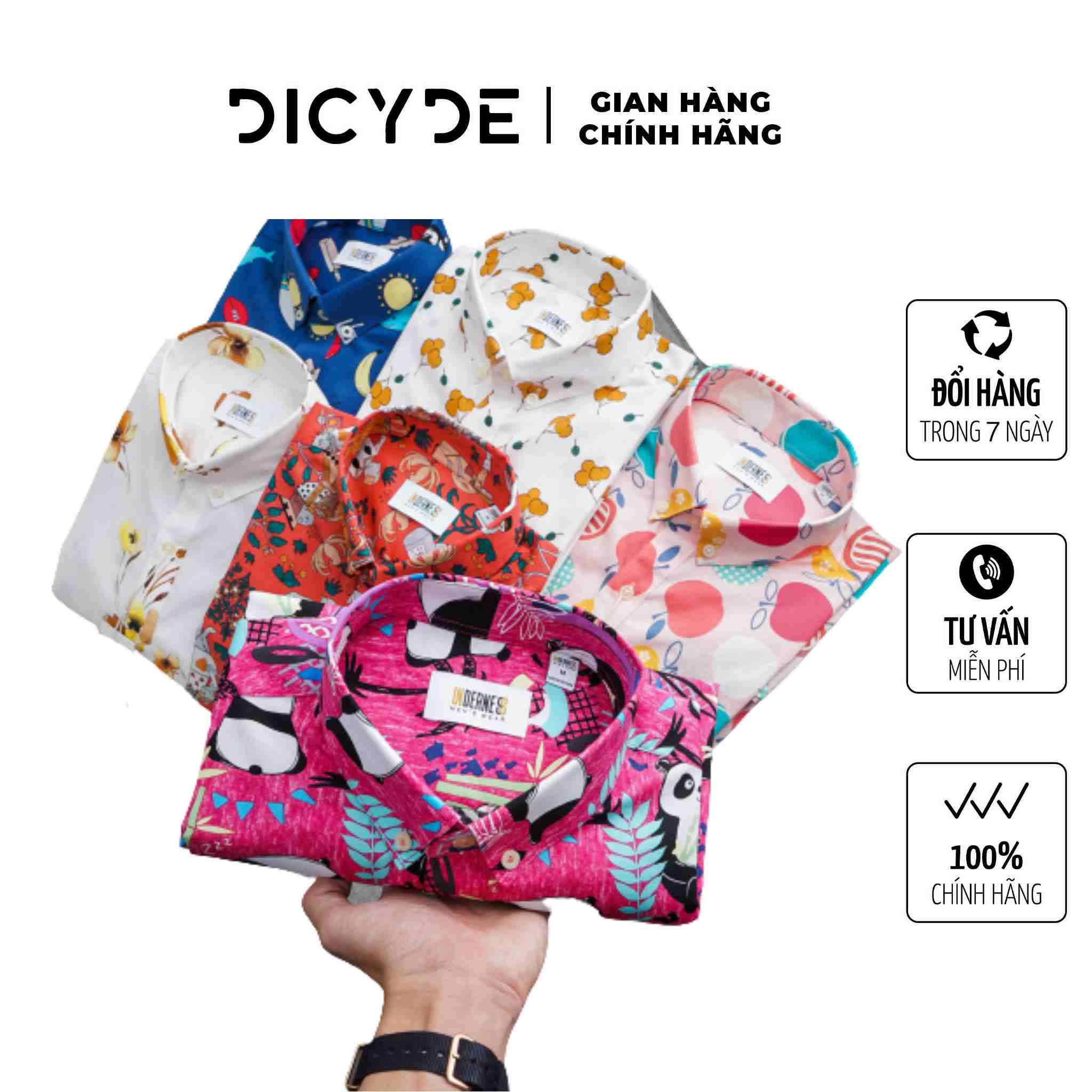 Áo sơ mi nam cộc tay họa tiết dicyde bh.n.ud.12 cao cấp