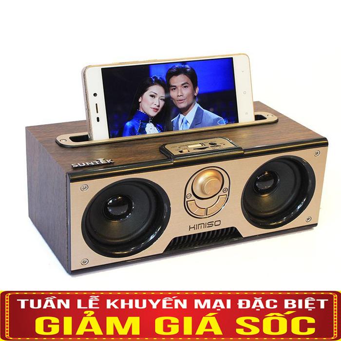 ( Loa nghe Nhạc Giá Rẻ )Loa Bluetooth Đôi Suntek Kimiso KM-7 Vân Gỗ Cao Cấp Kiêm Giá Đỡ Điện Thoại Hỗ Trợ Nhiều Chức Năng, Âm Bass Cực Hay, Âm Thanh Sống Động Km7 Sale Lớn Loa bluetooth 20W KIMISO KM-7 hỗ trợ FM/AUX/USB/TF/MIC