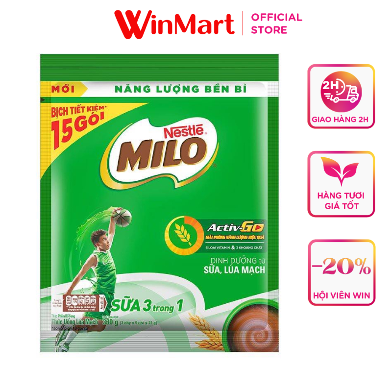 Siêu thị WinMart -Thức uống lúa mạch 3in1 Milo gói 330g