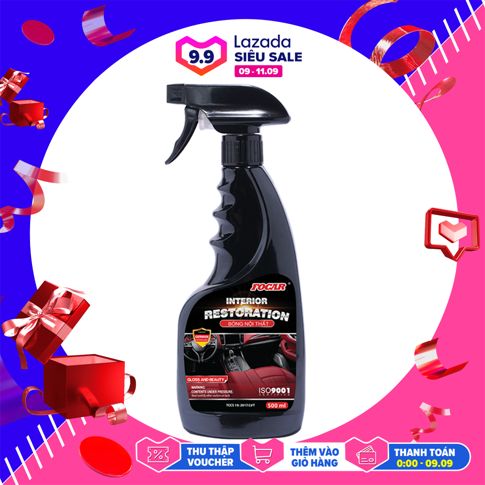 Dung dịch đánh bóng nội thất xe hơi Focar Interior Restoration 500ml (Tặng khăn lau xe ô tô)