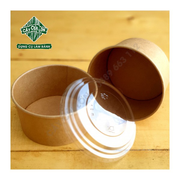 Set 10 hộp tròn giấy kraft/ tre 750ml