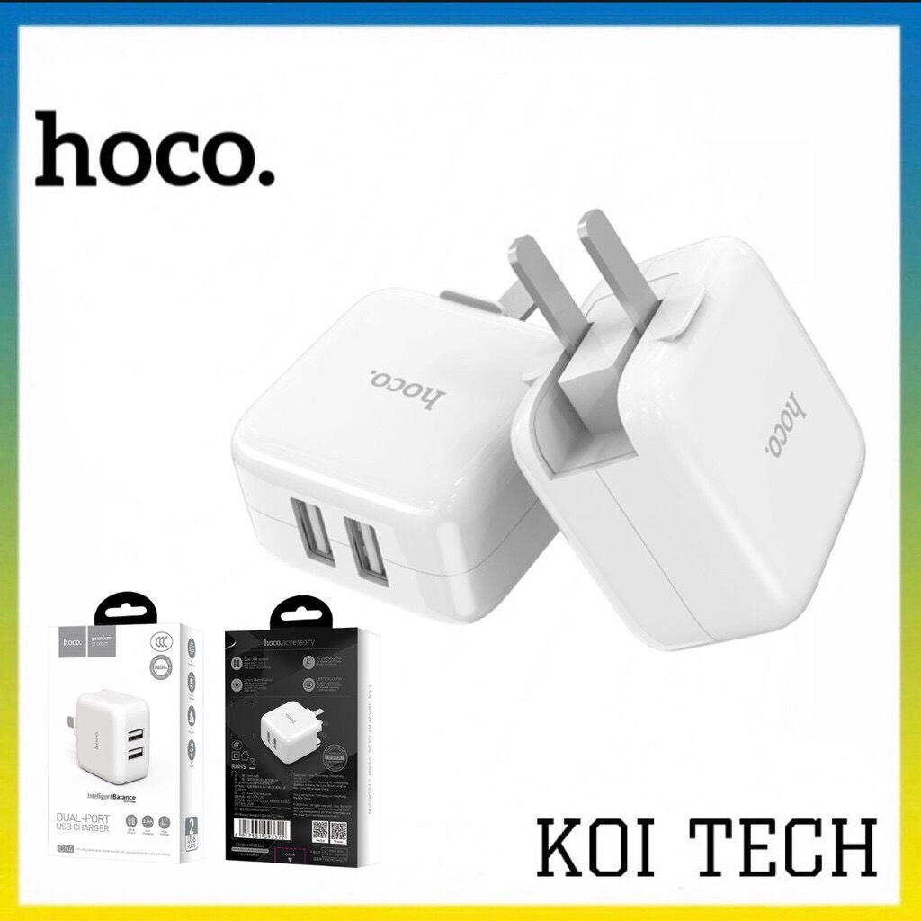 Cốc sạc dủ sạc nhanh 2 cổng 2a hoco c54 - Cốc sạc cung cấp dùng điện ổn định cho thiết bị khi sạc, chống cháy nổ - phụ kiện sạc điện thoại - KOI TECH