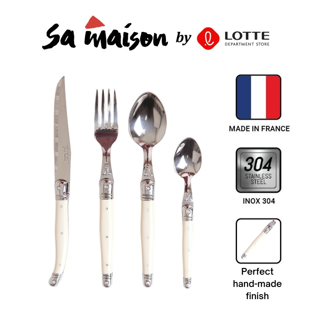 Dao, thìa, dĩa inox jean dubost màu trắng ngà - bán lẻ