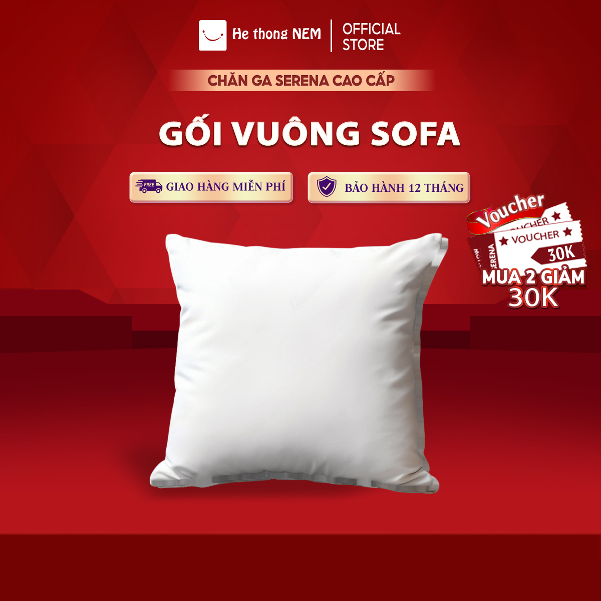 Gối vuông tựa lưng sofa sợi polyester SERENA cao cấp - cái ruột gối nhỏ tựa lưng trang trí ghế sofa vuông nằm ngủ cao cấp pillow for sofa