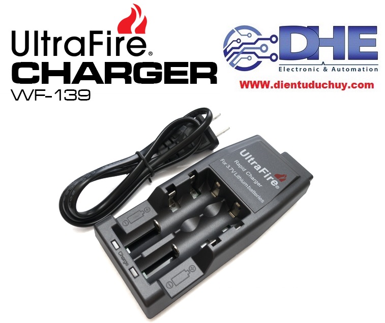 Bộ sạc có dây 2 pin lithium-ion 18650/18350/14500 - hàng chính hãng ultrafire, rất chất lượng