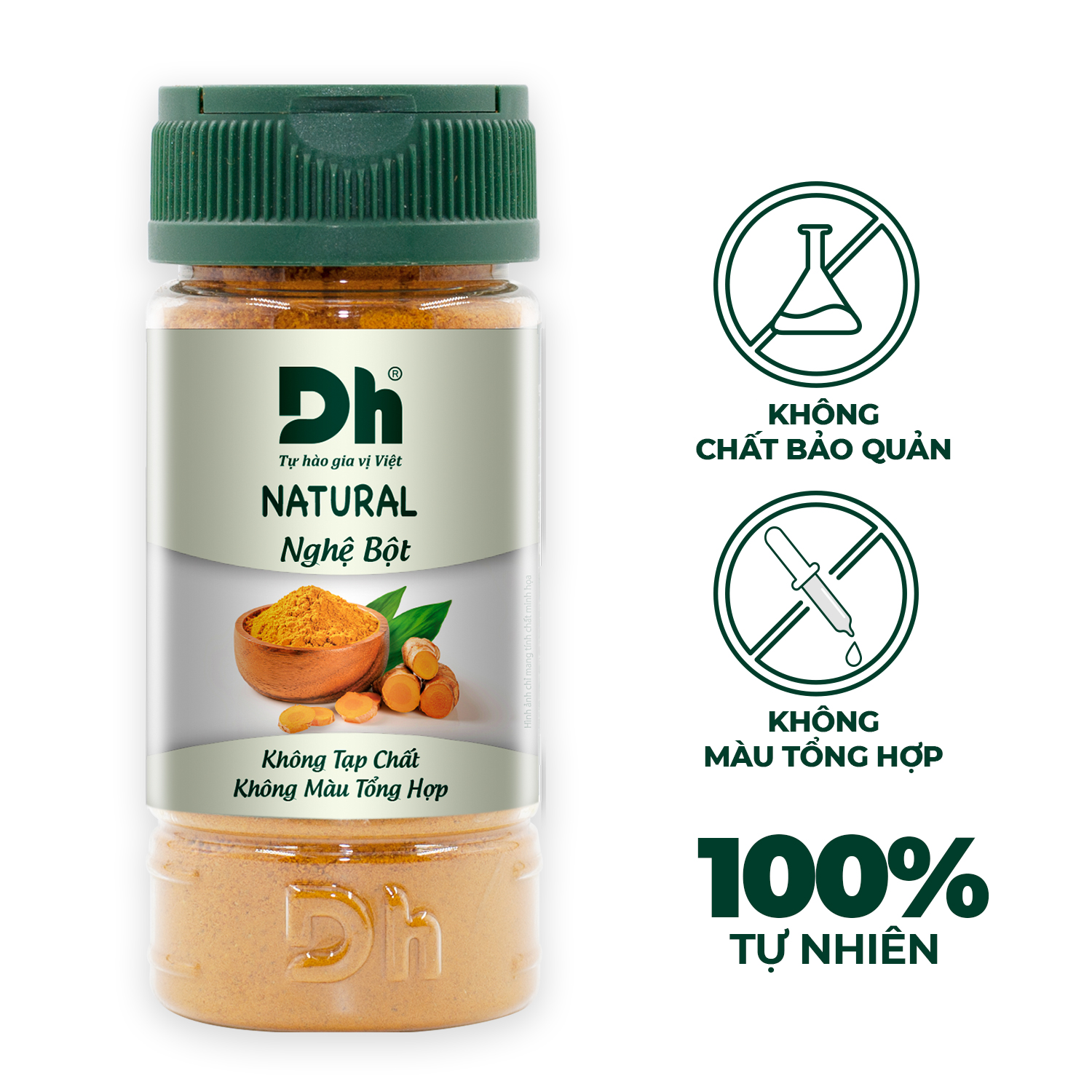 Natural Nghệ bột Dh Foods hũ 40gr - 100% bột nghệ tươi nguyên chất, gia vị nấu ăn, tăng sức đề kháng