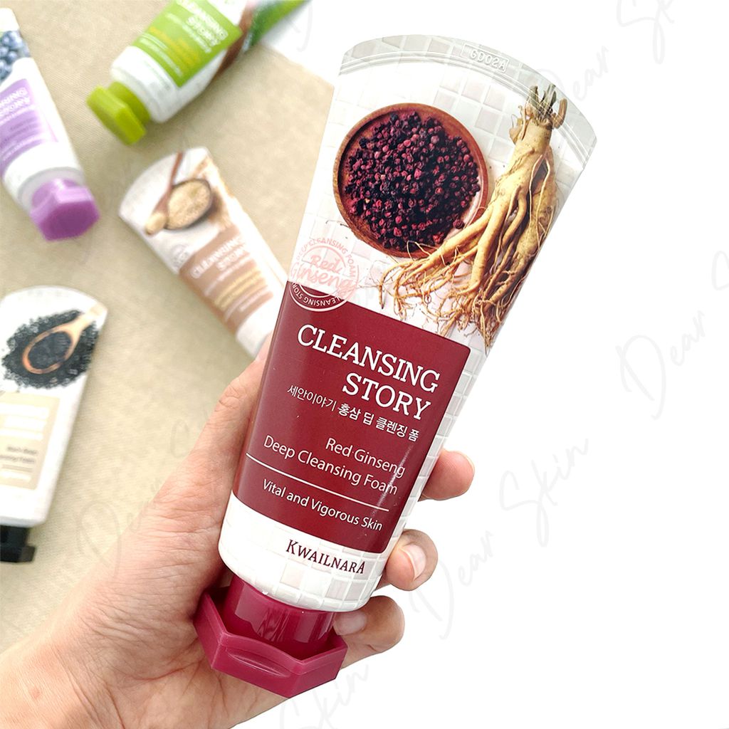 Sữa rửa mặt nhân sâm thải độc tố làm sạch và giữ ẩm kwailnara red ginseng deep clearing foam 120ml