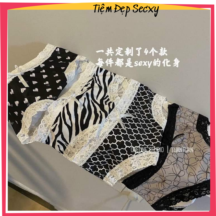 Set 5 quần chip/lót họa tiết da beo, họa tiết vằn Chất su lụa lạnh XINH