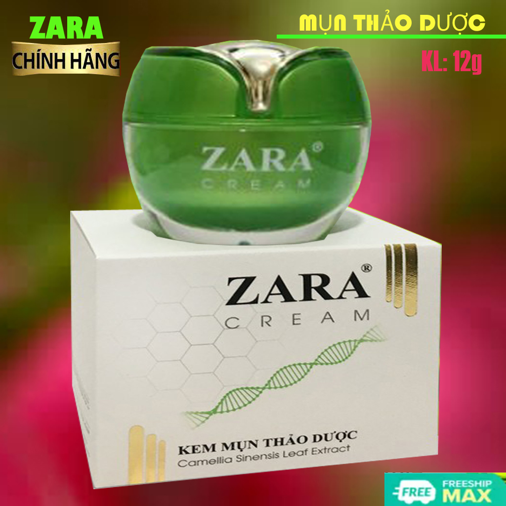 Kem Mụn Thảo Dược Zara 12g _ Ngừa mụn, giảm thâm, mờ sẹo _ Se khít lỗ chân lông _ Chống lão hóa da _ Dưỡng da trắng sáng hoàn hảo