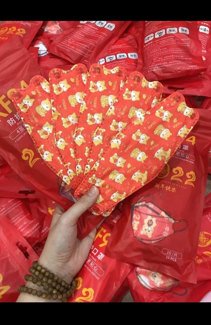 Combo 50 chiếc khẩu trang tết, khẩu trang kf94 nhiều họa tiết đón tết 2022, khẩu trang y tế