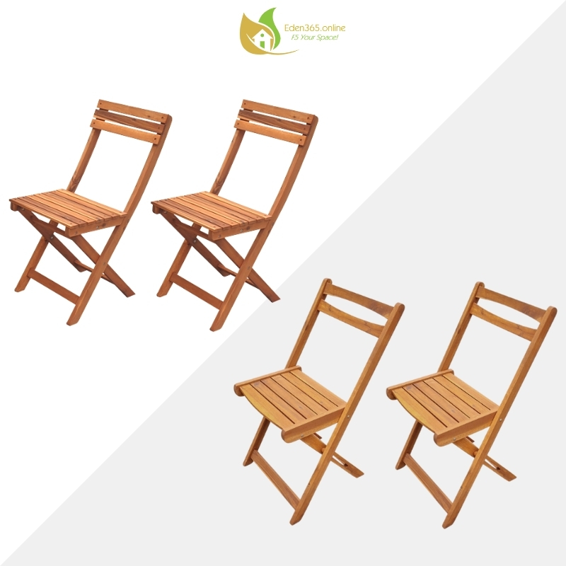 Bộ 2 ghế gỗ gấp gọn dùng cho ban công, sân vườn – Chân thẳng hoặc chân cong màu nâu vàng, gỗ tràm – KT dài (38 – 44) x rộng 31 x cao (45 – 81) cm