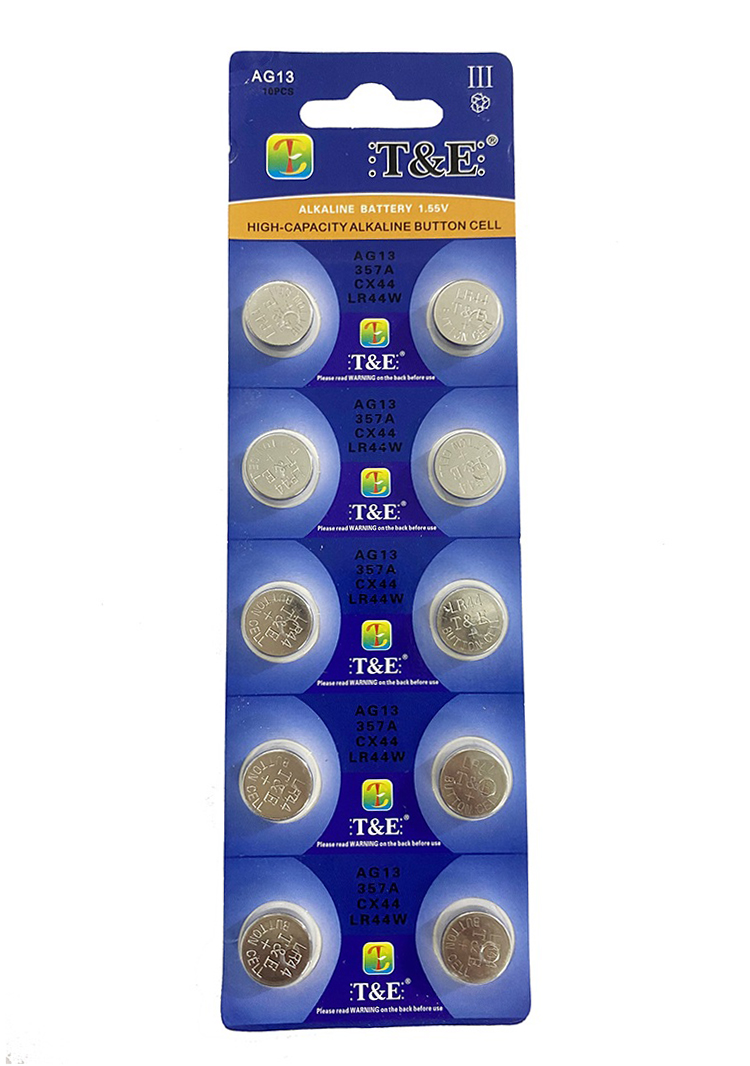 10 viên pin laze dùng cho máy lazer, đèn laze, bút laze ag13 - 357a - cx44 - lr44w - t&e của alkalinee battery 1.55v