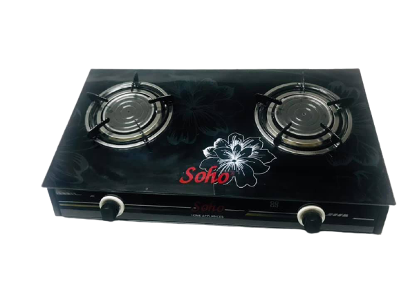 Bếp gas đôi  mặt kính hồng ngoại 02 vòng nhiệt LỚN 12cm bằng gang Soho - 899HGVSG Cao Cấp