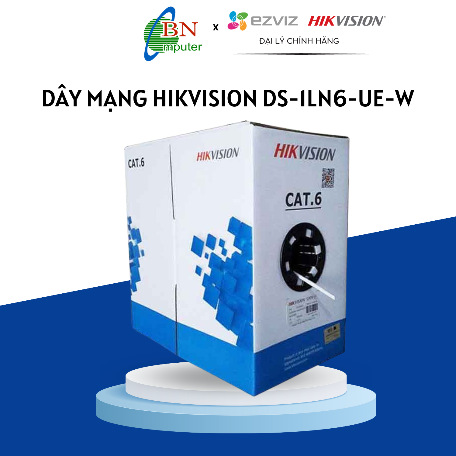 Cáp mạng hikvision cat6 utp ds-1ln6-ue-w lõi đồng nguyên chất