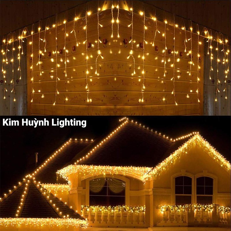 Đèn led rèm mưa chỉnh 8 chế độ nháy trang trí decor chống thấm ngoài trời (cắm điện)