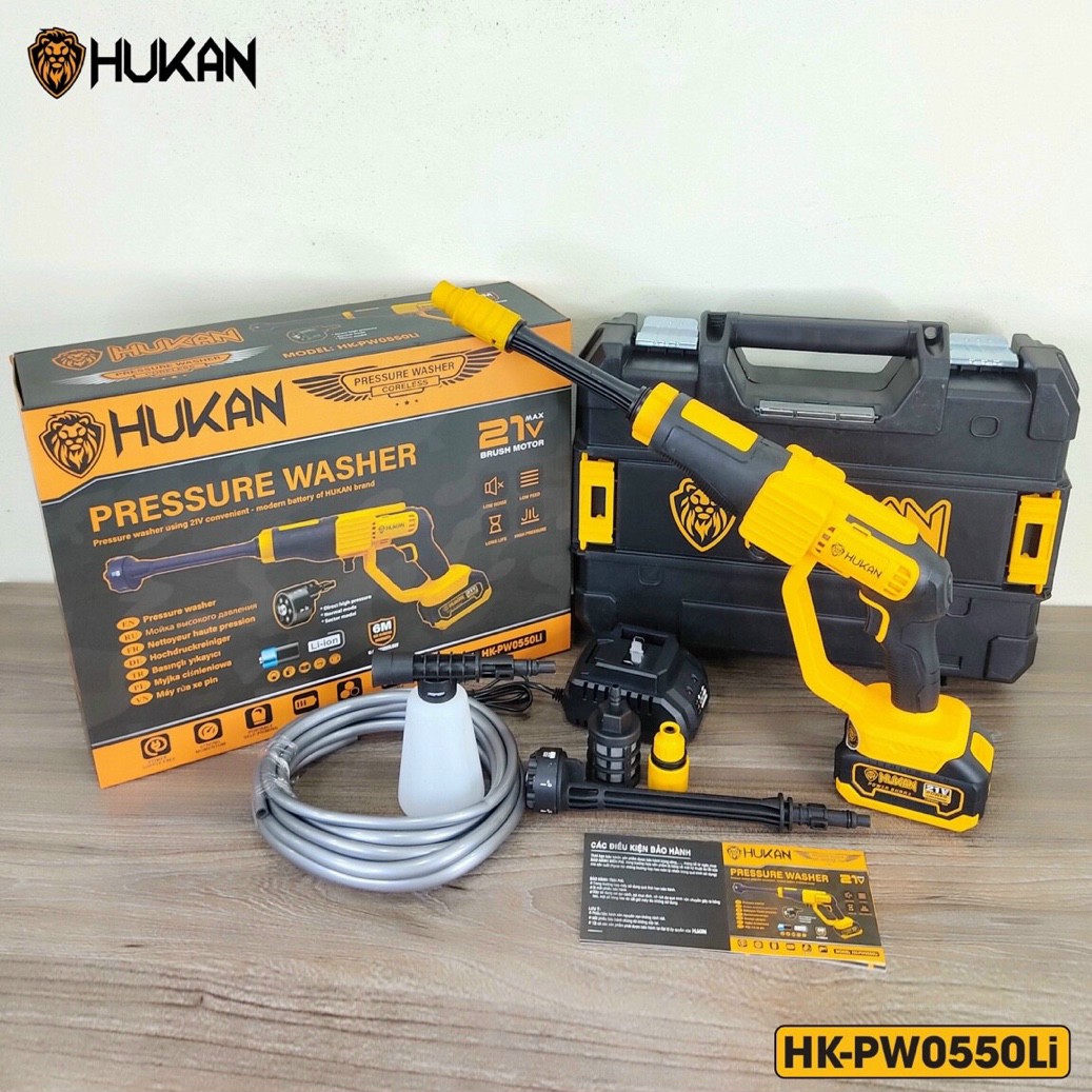 Máy rửa xe pin 21v hukan hk-577 chân pin phổ thông