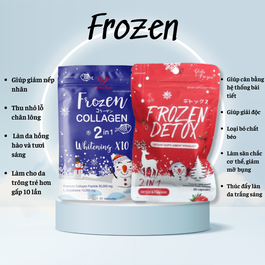 Viên Uống Trắng Da Frozen Collagen & Viên Uống Giảm Cân Frozen Detox Giúp
