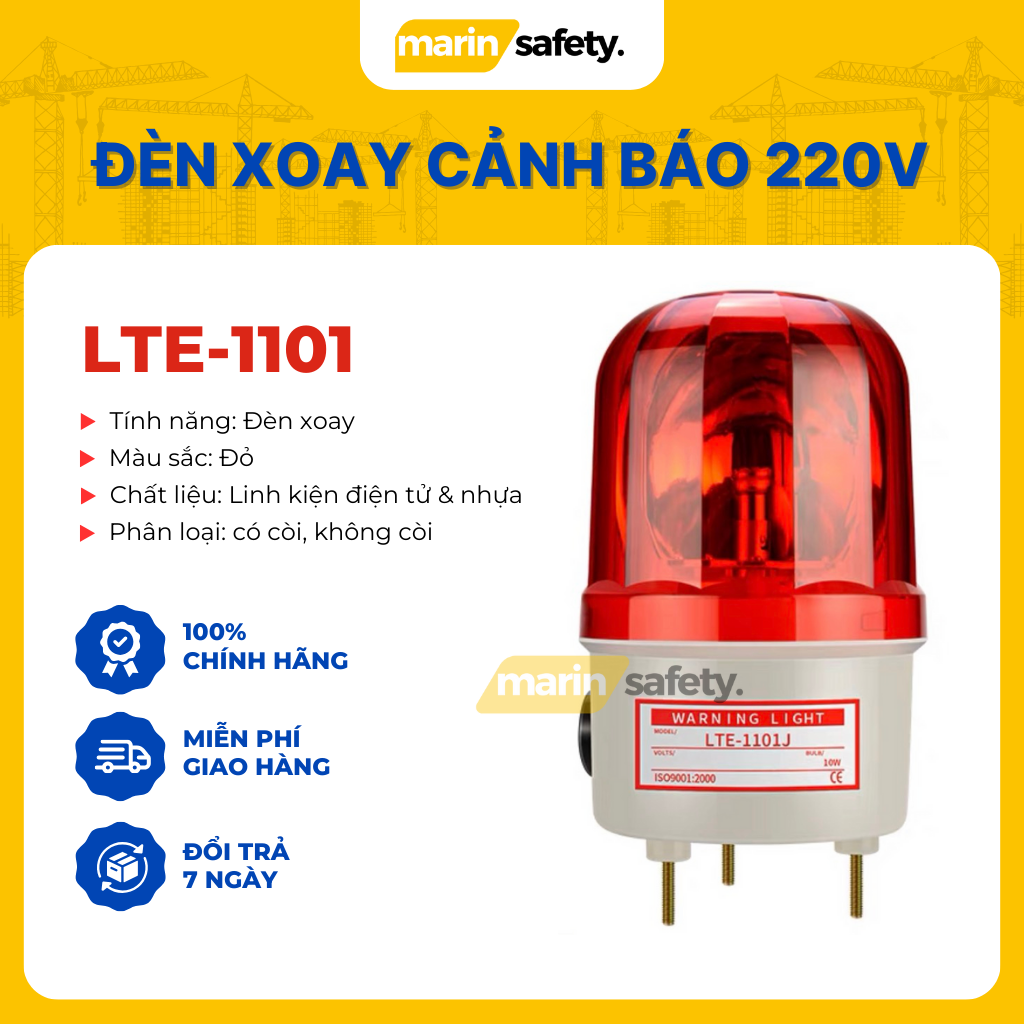 Đèn cảnh báo công trình thi công, đèn led xoay cảnh báo tín hiệu LTE-1101 sử dụng điện 220V