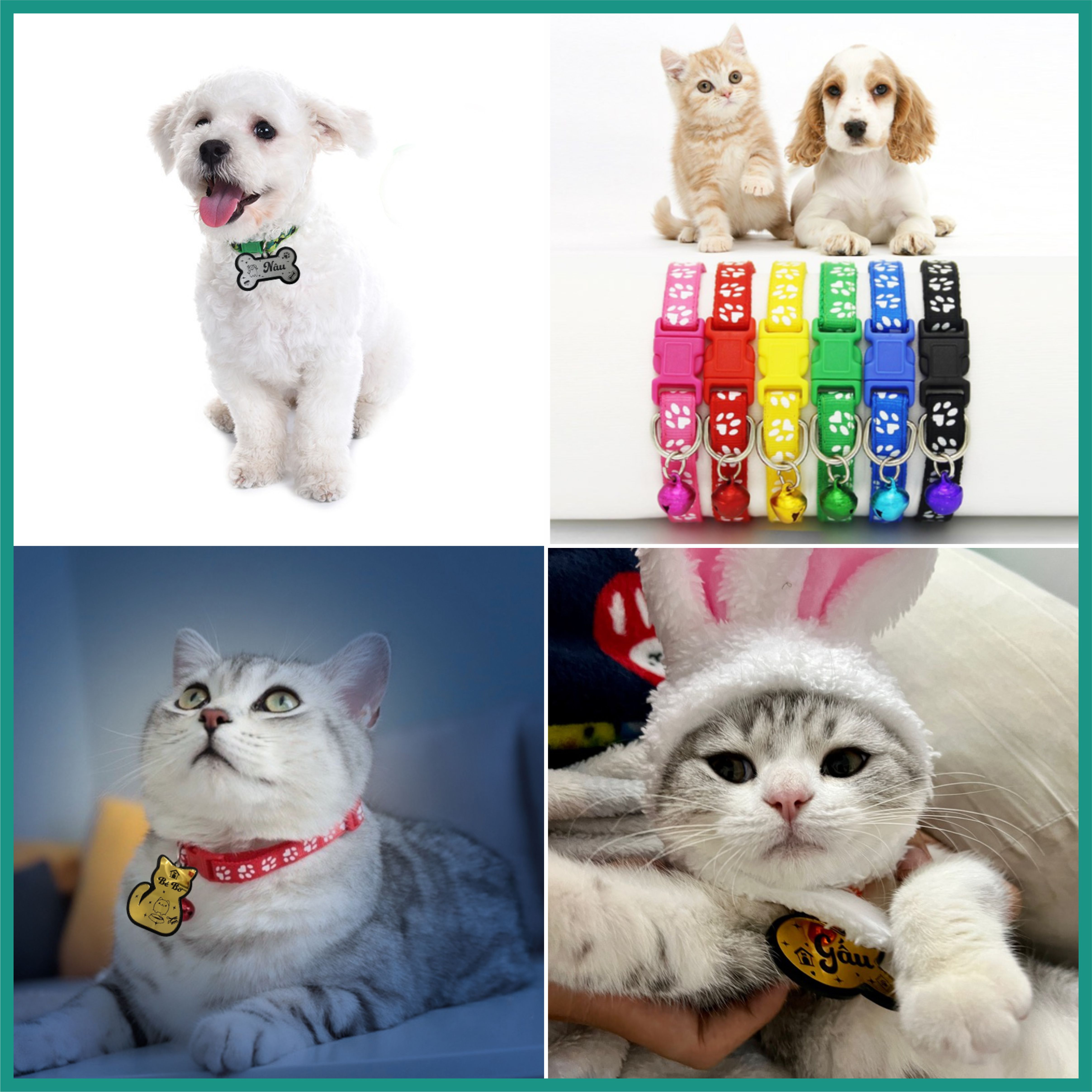 Thẻ tên thú cưng - pet tag - vòng đeo cổ cho thú cưng - thẻ tên chó mèo khắc tên theo yêu cầu.