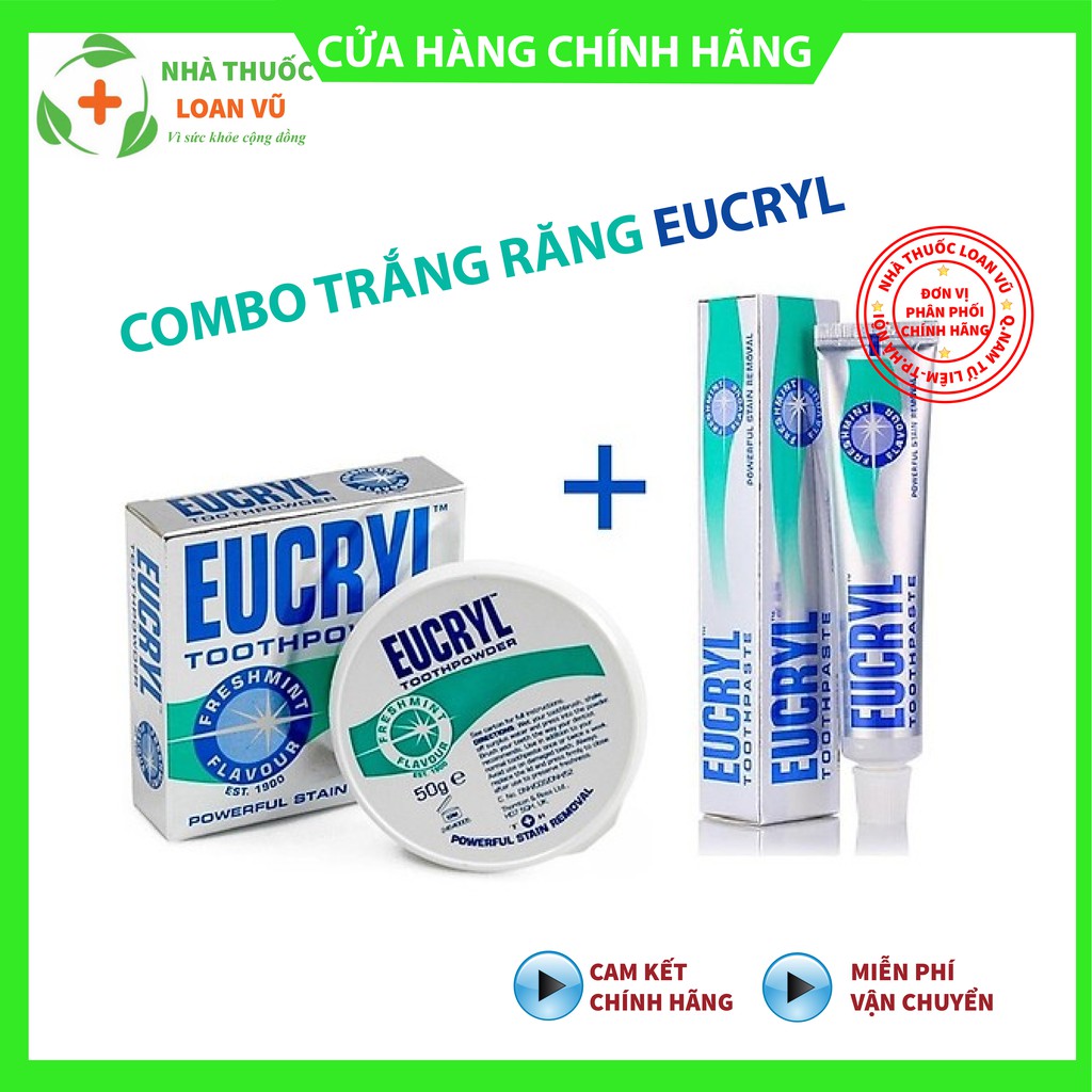 Bột trắng răng Eucryl giúp răng trắng sáng