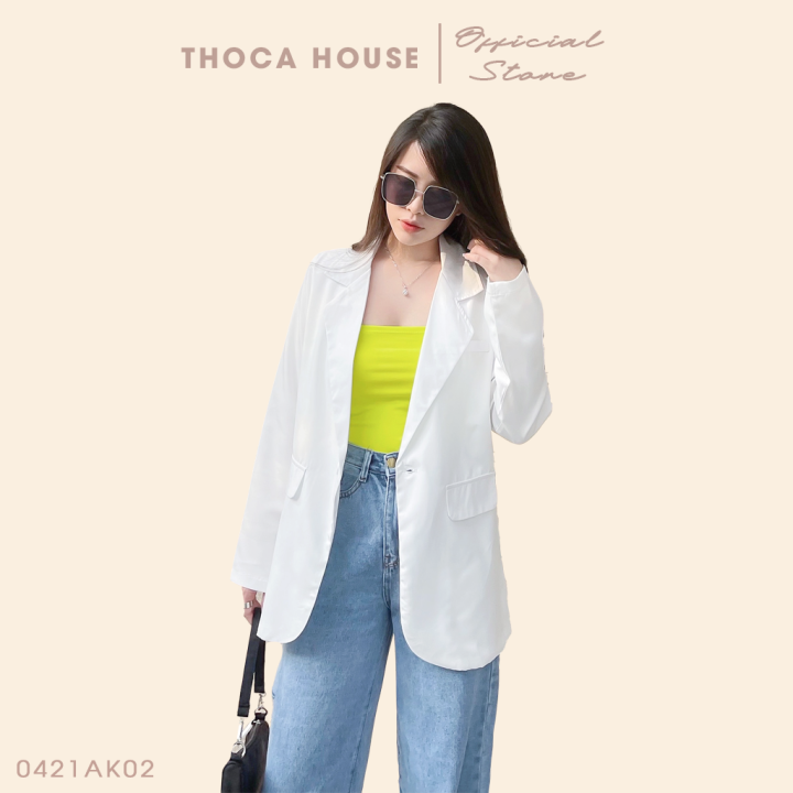 Áo blazer khoác vest nữ túi nấp kiểu dây kéo tà sau THOCA HOUSE hàng may thiết kế độc đáo, sang trọng thanh lịch