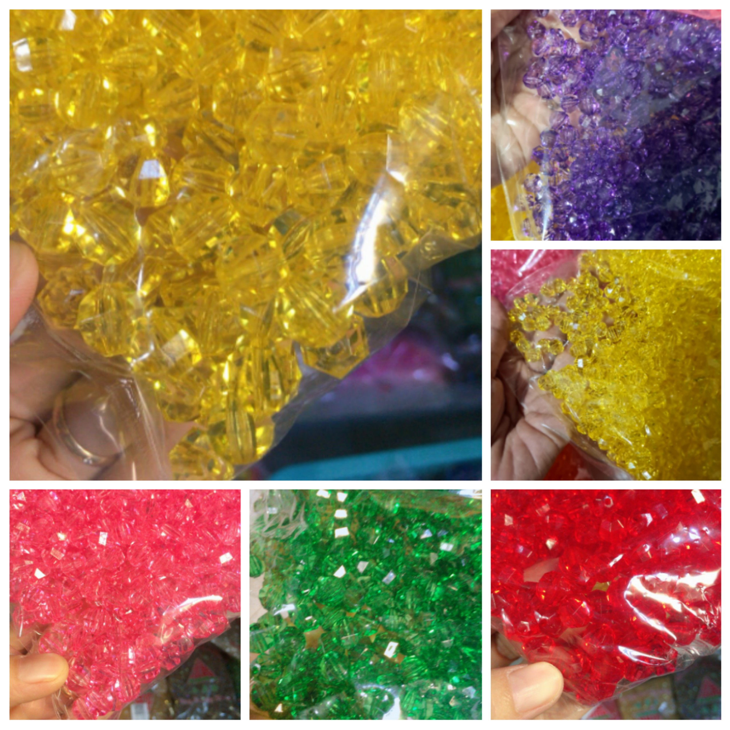 Hạt cườm góc 8mm đẹp giá rẻ gói 100gr làm rèm làm giỏ sách nhựa Acrylic