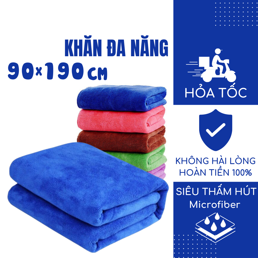 Khăn lau ô tô xe máy đa năng chất liệu Microfiber cao cấp xuất khẩu kích thước 90x190cm