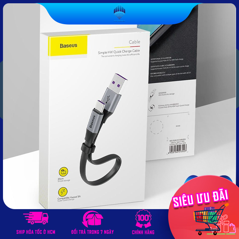 Cáp sạc ngắn baseus simple hw type c 23cm