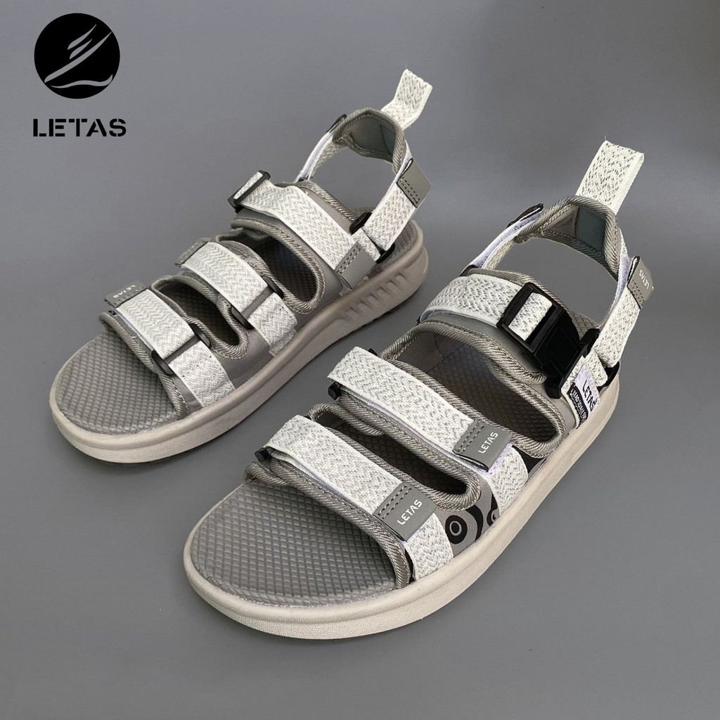 Sandal nữ, nam phản quang letas d714 trắng ghi