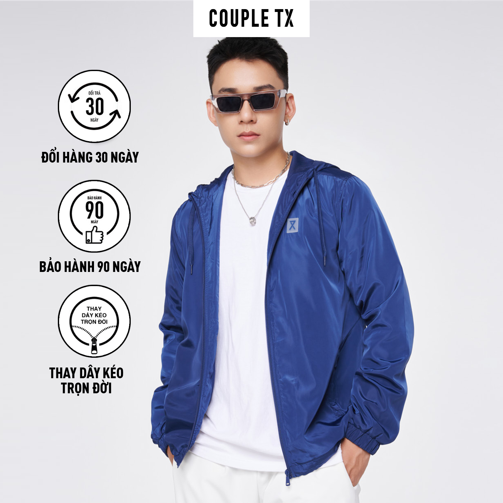 Áo khoác dù nam basic couple tx - vải dù có nón