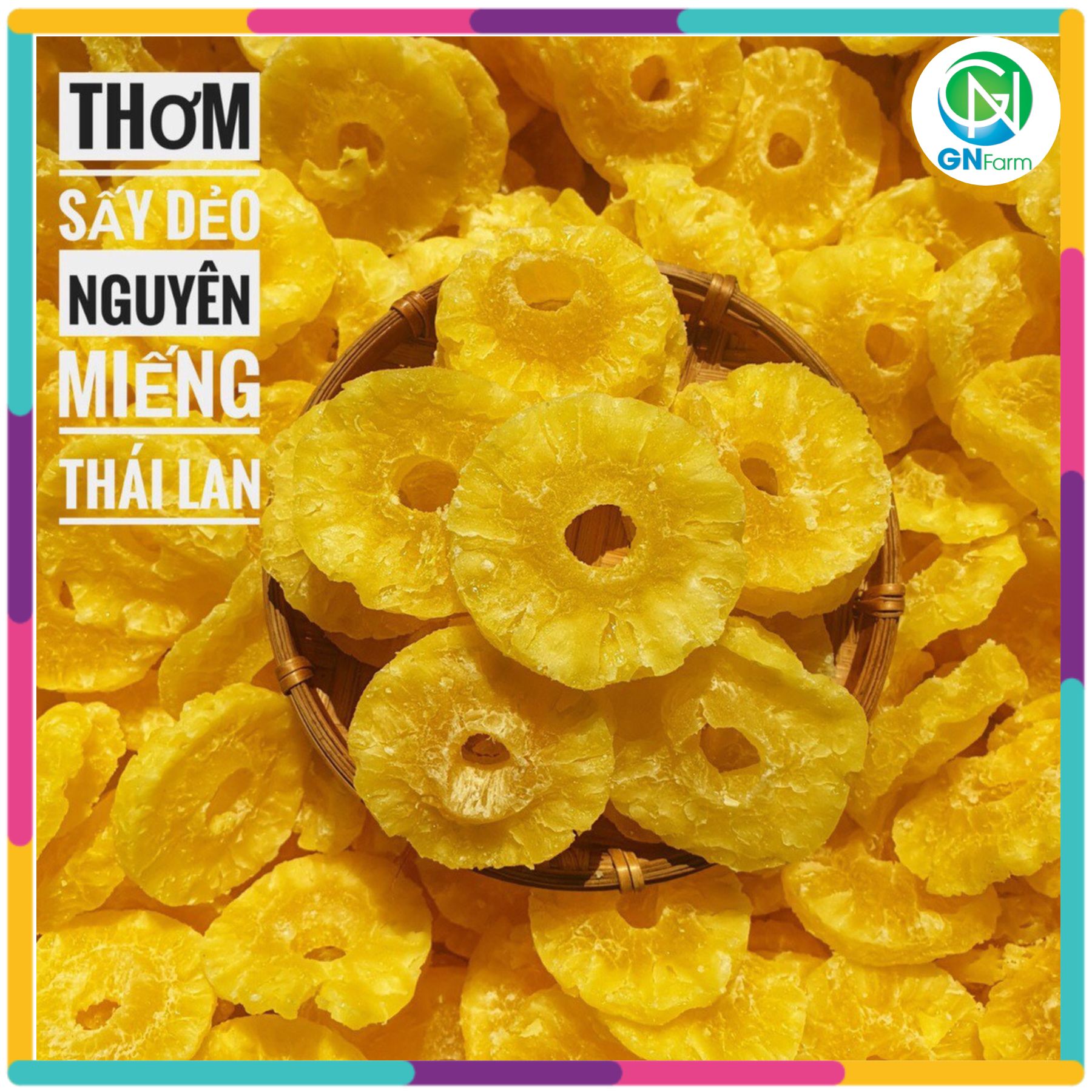 Khóm sấy dẻo mứt dứa sấy dẻo thơm khoanh sấy lạnh thái lan - túi 1kg
