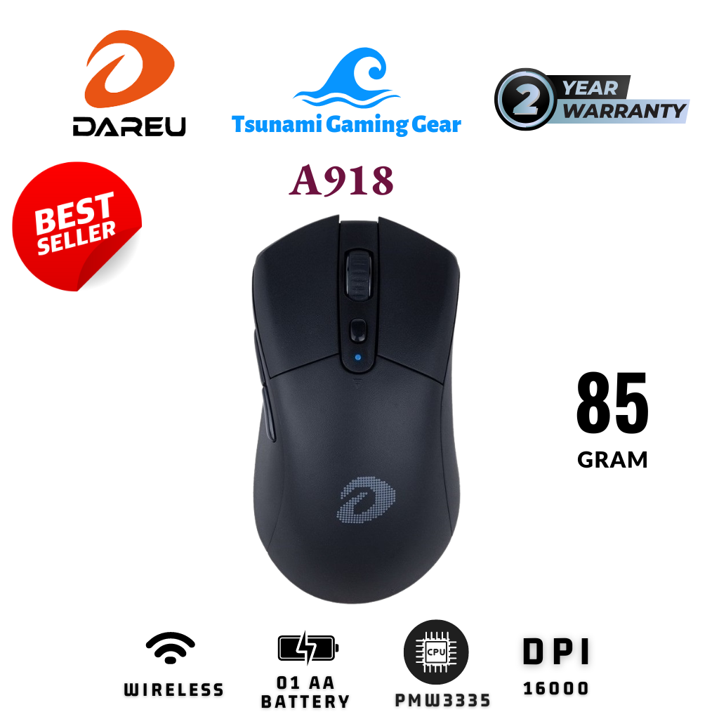 Chuột gaming không dây dareu a918 black bh 2 năm chính hãng
